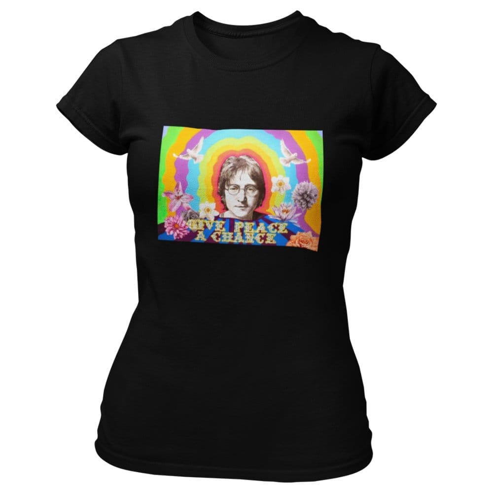 Latest Women EqualLife Pure Cotton Bio-Washed T-Shirt Chest Printed-Tribute to John Lennon-Rock 