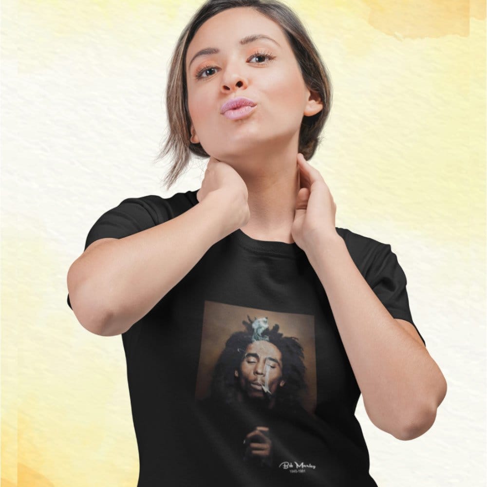 Latest Women EqualLife Pure Cotton Bio-Washed T-Shirt Chest Printed-Tribute to Bob Marley-Rock M