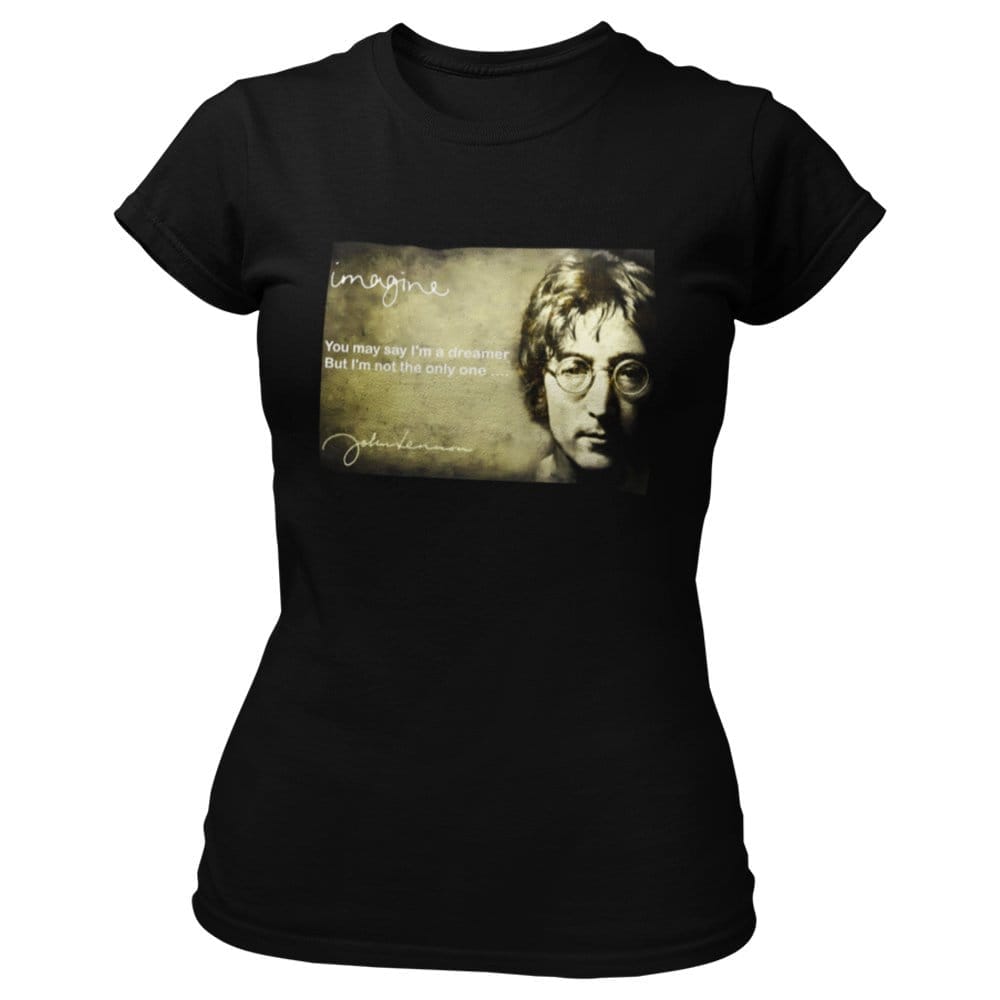 Premium Women EqualLife Pure Cotton Bio-Washed T-Shirt Chest Printed-Tribute to John Lennon-Rock