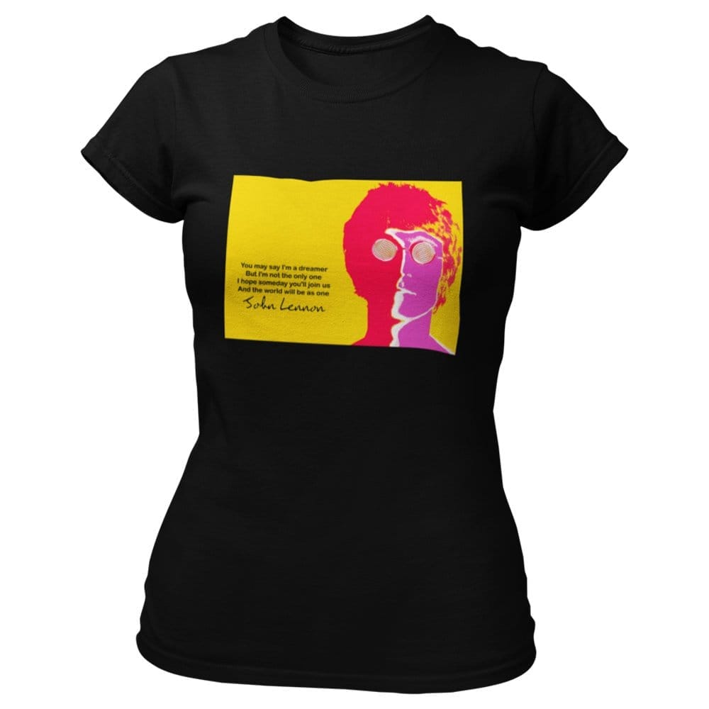 EqualLife Pure Cotton Bio-Washed T-Shirt Chest Printed-Tribute to John Lennon-Rock Music Legends-3-by ZingerTees-Women-EL9120350-F
