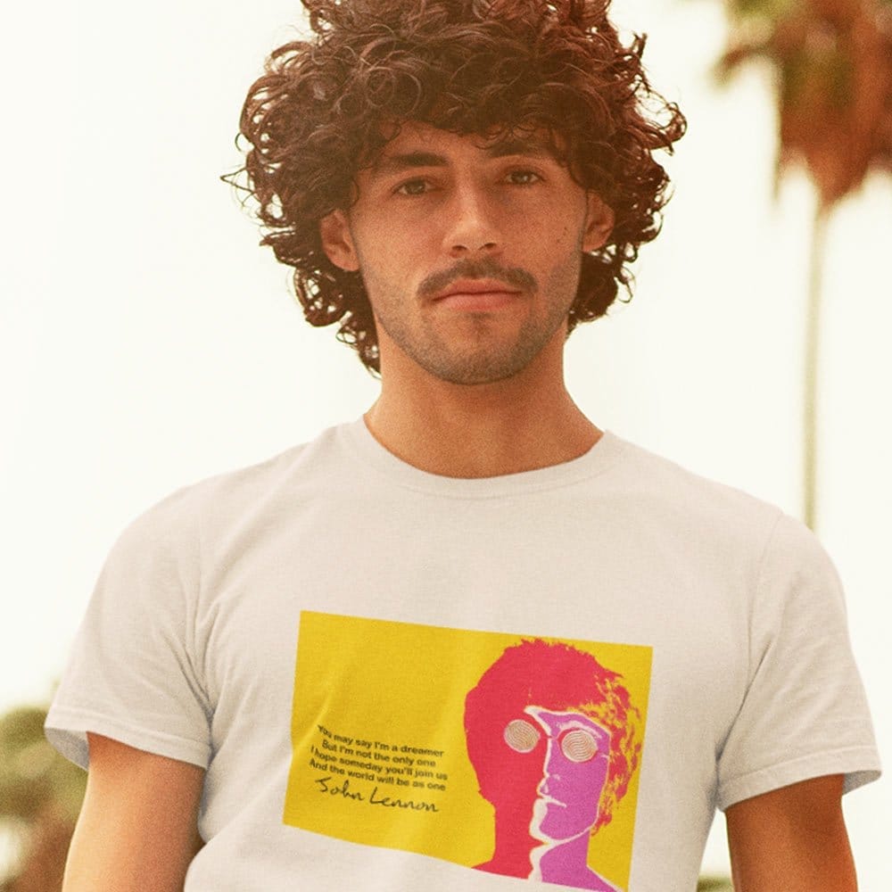 Affordable Men EqualLife Pure Cotton Bio-Washed T-Shirt Chest Printed-Tribute to John Lennon-Roc
