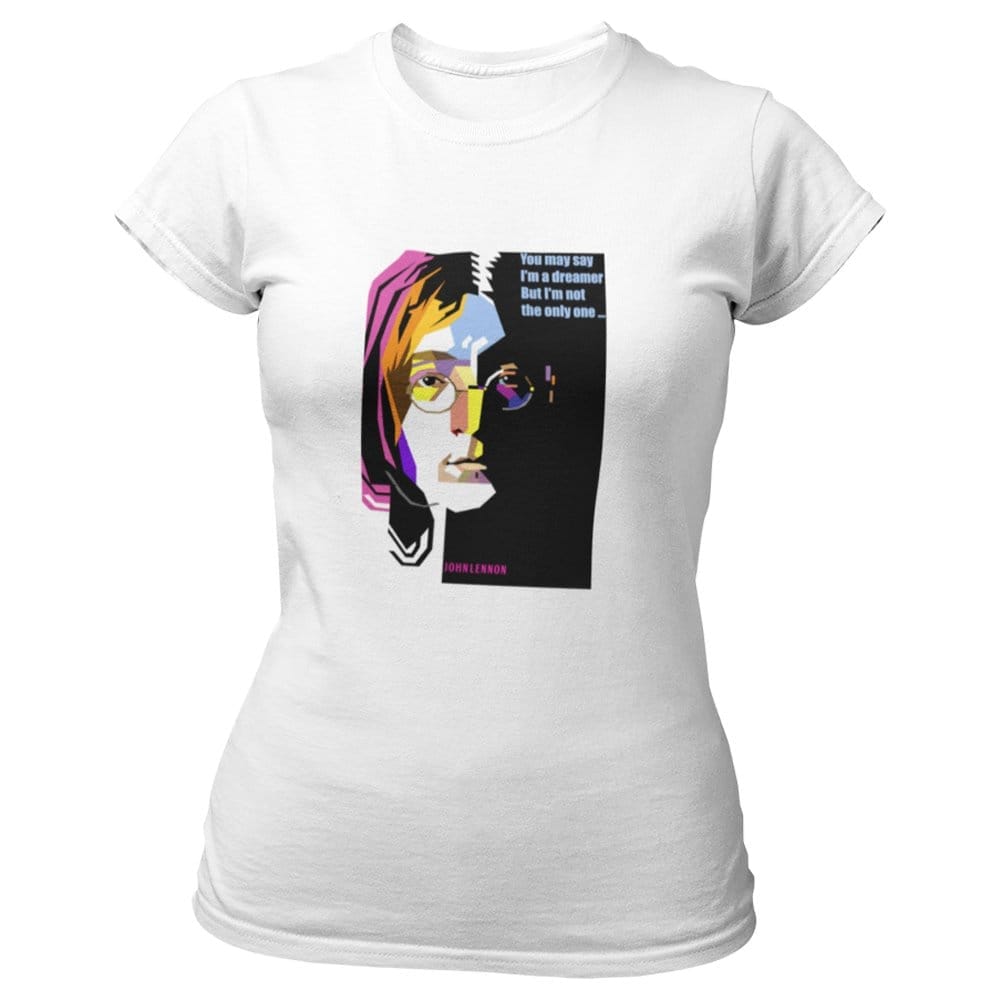 EqualLife Pure Cotton Bio-Washed T-Shirt Chest Printed-Tribute to John Lennon-Rock Music Legends-1-by ZingerTees-Women-EL9120348-F