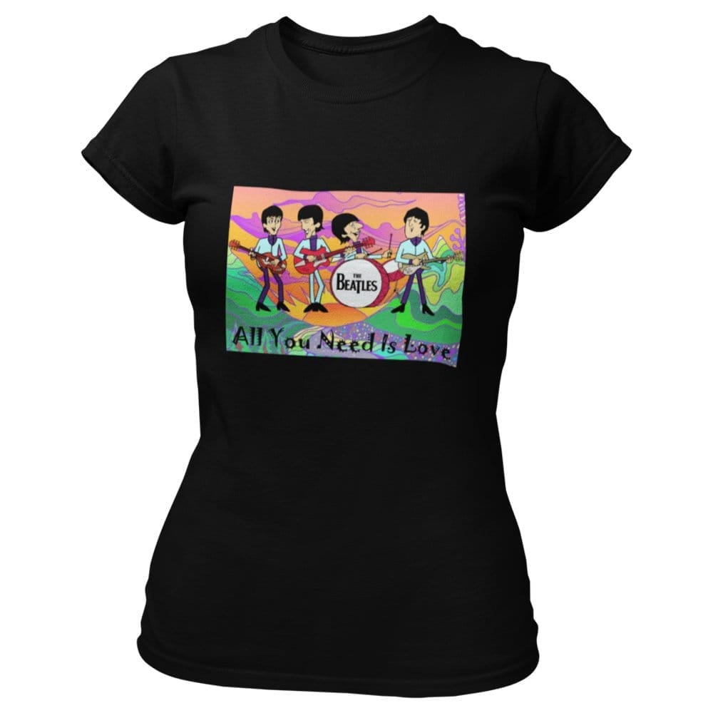 Affordable Women EqualLife Pure Cotton Bio-Washed T-Shirt Chest Printed-Tribute to The Beatles-R