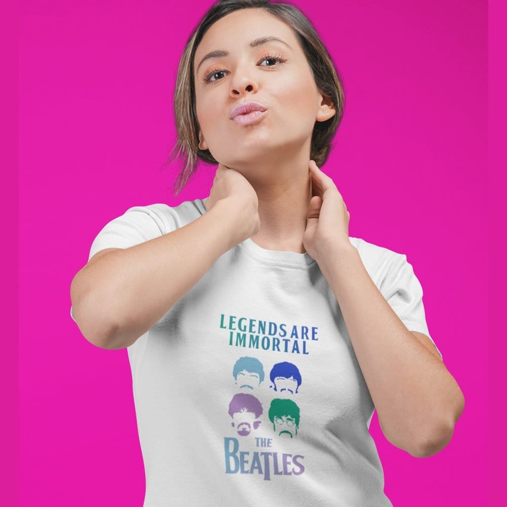 Elegant Women EqualLife Pure Cotton Bio-Washed T-Shirt Chest Printed-Tribute to The Beatles-Rock