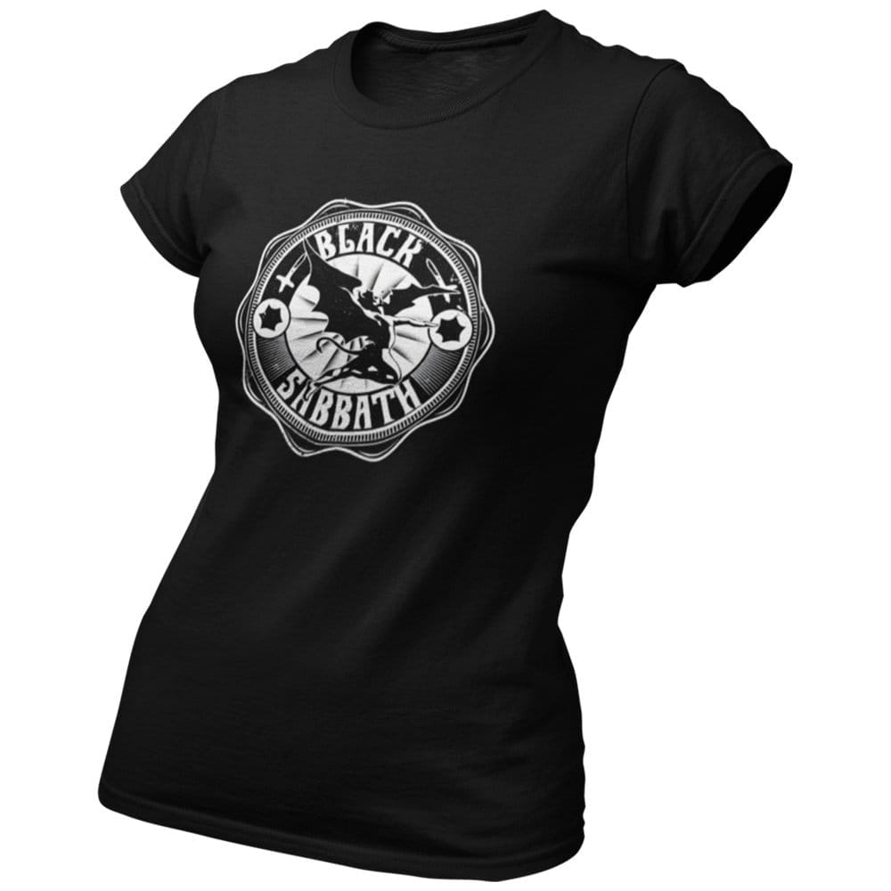 EqualLife Pure Cotton Bio-Washed Chest Printed T-Shirt - Rock Music Legends - Black Sabbath Design 2 - by ZingerTees-Women-EL9120607-F
