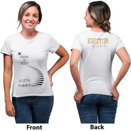 EqualLife Pure Cotton Bio-Washed Chest Printed T-Shirt - Rock Music - Tribute to Led Zeppelin Design 5 - by ZingerTees-Women-EL9120618-F