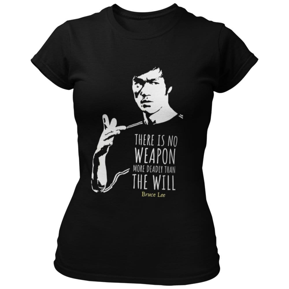 EqualLife Pure Cotton Bio-Washed Chest Printed T-Shirt - Inspirations - Bruce Lee - There is No Weapon - by ZingerTees-Women-EL9120612-F