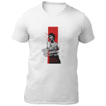 EqualLife Pure Cotton Bio-Washed Chest Printed T-Shirt - Inspirations - Bruce Lee = Knowing is not Enough - by ZingerTees-Men-EL9120613-M