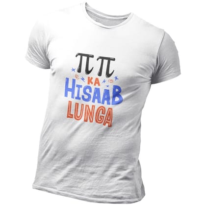 EqualLife Pure Cotton Bio-Washed Chest Printed T-Shirt - Funny Tees - Pi Pi Ka Hisab Design 1 - by ZingerTees-Men-EL9120619-M