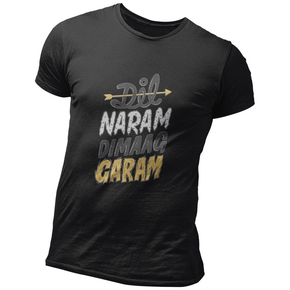 Chic Men EqualLife Pure Cotton Bio-Washed Chest Printed T-Shirt - Funny Tees - Dil Naram Dimaag 