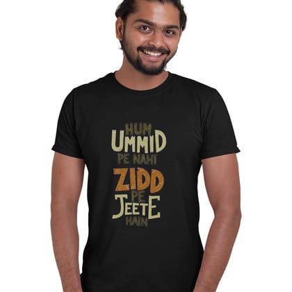 EqualLife Pure Cotton Bio-Washed Chest Printed T-Shirt - Funny Tees - Hum Ummid Pe Nahi Design 6 - by ZingerTees-Men-EL9120624-M