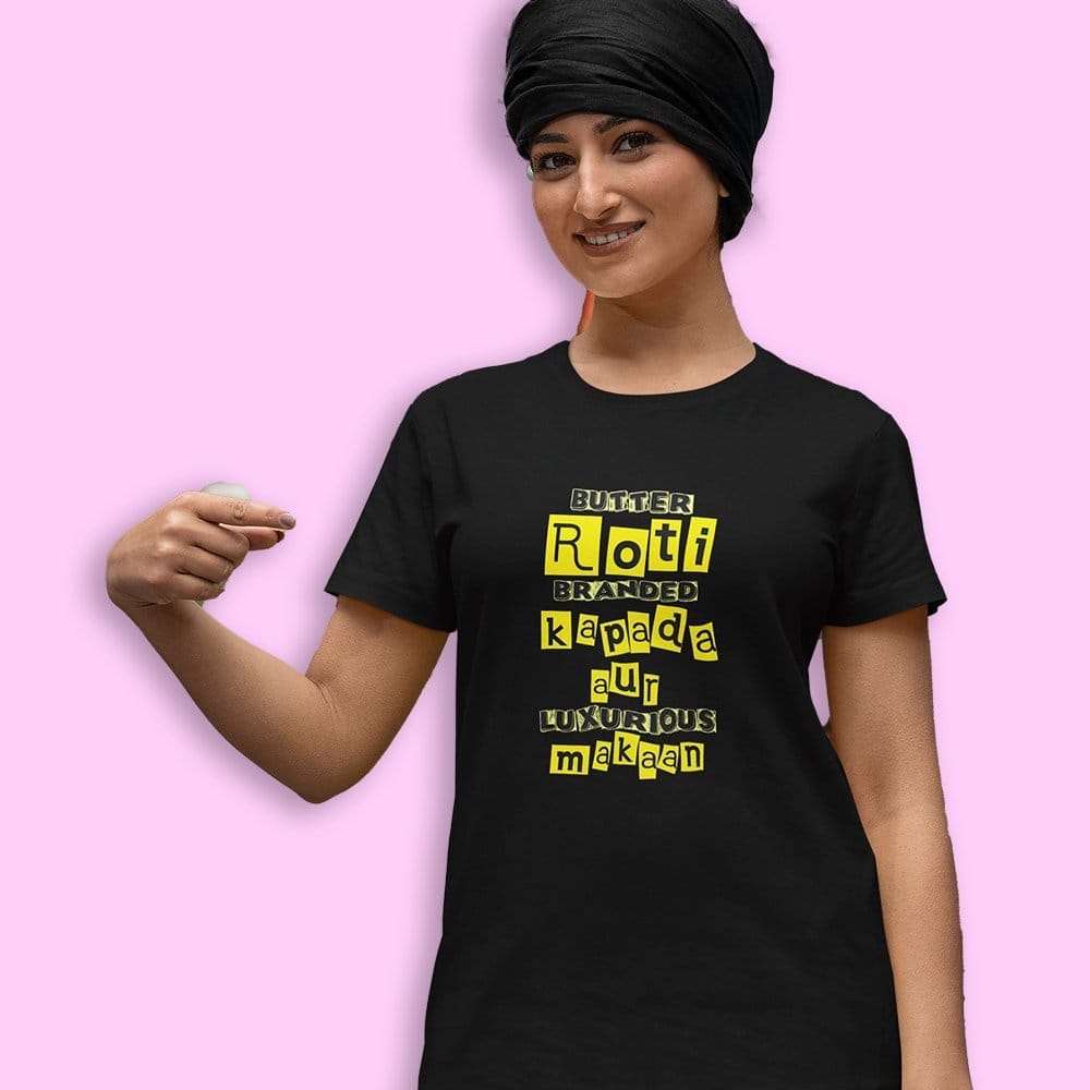 Stylish Women EqualLife Pure Cotton Bio-Washed Chest Printed T-Shirt - Funny Tees - Butter Roti 