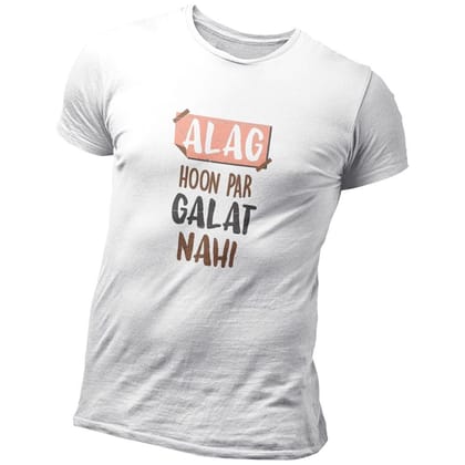 EqualLife Pure Cotton Bio-Washed Chest Printed T-Shirt - Funny Tees - Alag Hoon Paar Galat Nahi Design 20 - by ZingerTees-Men-EL9120638-M