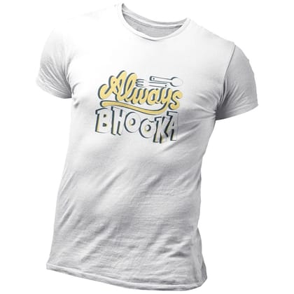 EqualLife Pure Cotton Bio-Washed Chest Printed T-Shirt - Funny Tees - Always Bhooka Design 21 - by ZingerTees-Men-EL9120639-M