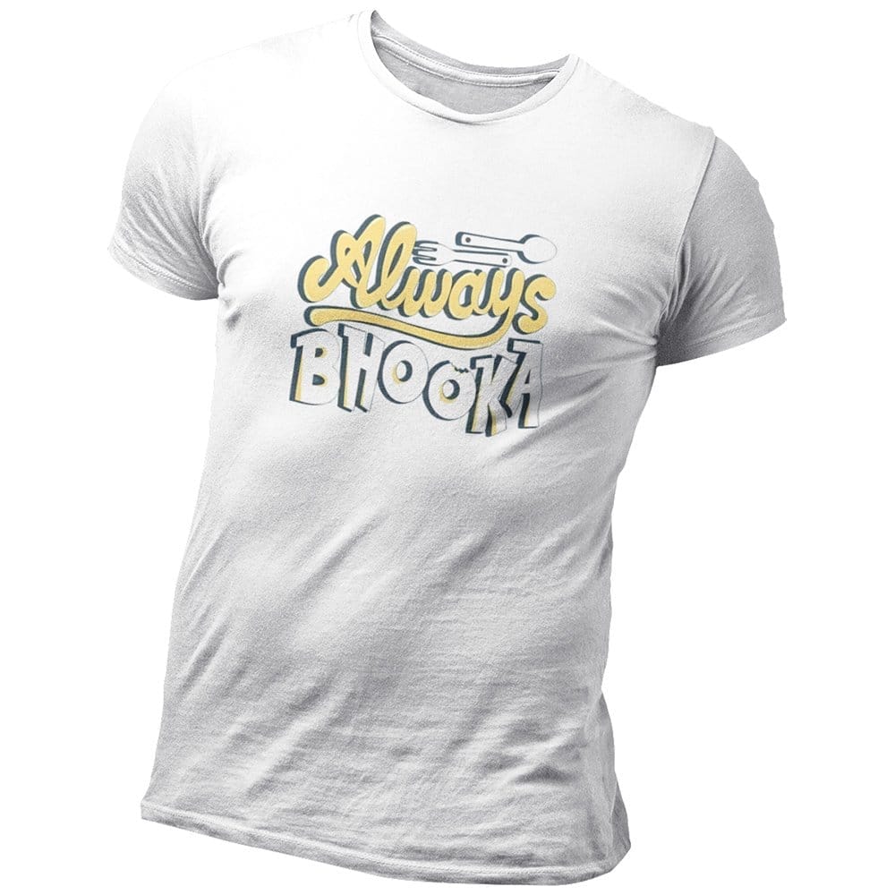 EqualLife Pure Cotton Bio-Washed Chest Printed T-Shirt - Funny Tees - Always Bhooka Design 21 - by ZingerTees-Men-EL9120639-M