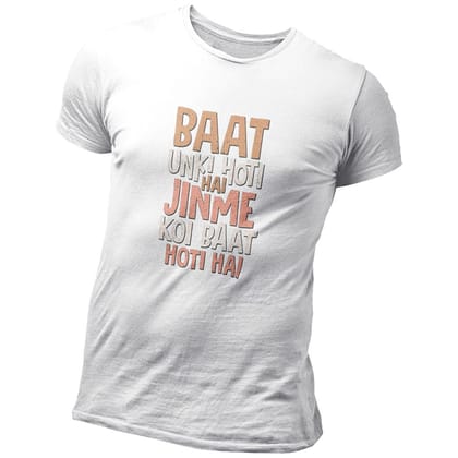 EqualLife Pure Cotton Bio-Washed Chest Printed T-Shirt - Funny Tees - Baat Unki Hoti Hai Design 22 - by ZingerTees-Men-EL9120640-M