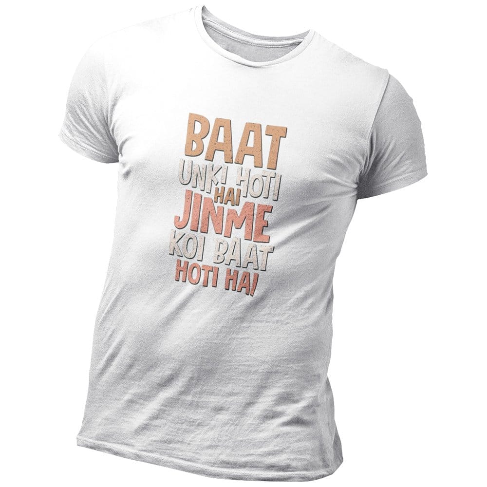 Chic Men EqualLife Pure Cotton Bio-Washed Chest Printed T-Shirt - Funny Tees - Baat Unki Hoti Ha