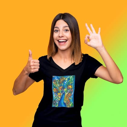 Equal Life Printed T Shirts - Eco Earth Series - Peacock - By ZingerTees-Women-EL9120035