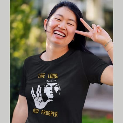 EqualLife Pure Cotton Chest Print T Shirt-Sifi Series-Live Long and Prosper-Spock-Design-1-by ZingerTees-Women-EL9120471-F