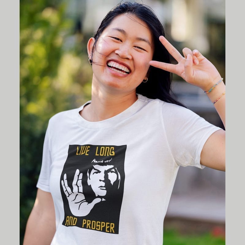 Modern Women EqualLife Pure Cotton Chest Print T Shirt-Sifi Series-Live Long and Prosper-Spock-D