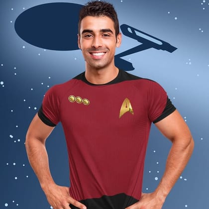 EqualLife Half Sleeves EqualLife Printed T Shirts-Super Dry fit-Sceince Fiction-Trekkie Uniform-Star-Trek-Red-by ZingerTees-Men-EL9120477-M