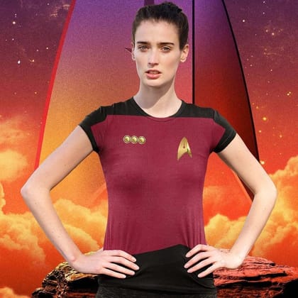 EqualLife Half Sleeves EqualLife Printed T Shirts-Super Dry fit-Sceince Fiction-Trekkie Uniform-Star-Trek-Red-by ZingerTees-Women-EL9120477-M