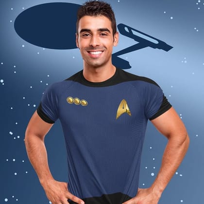 EqualLife Half Sleeves EqualLife Printed T Shirts-Super Dry fit-Sceince Fiction-Trekkie Uniform-Star-Trek-Blue-by ZingerTees-Men-EL9120476-M