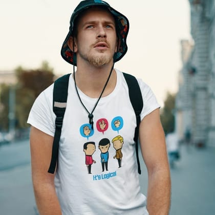 EqualLife Pure Cotton Chest Print T Shirt-Sifi Series-It is Logical-Spock-Design-5-by ZingerTees-Men-EL9120475-M