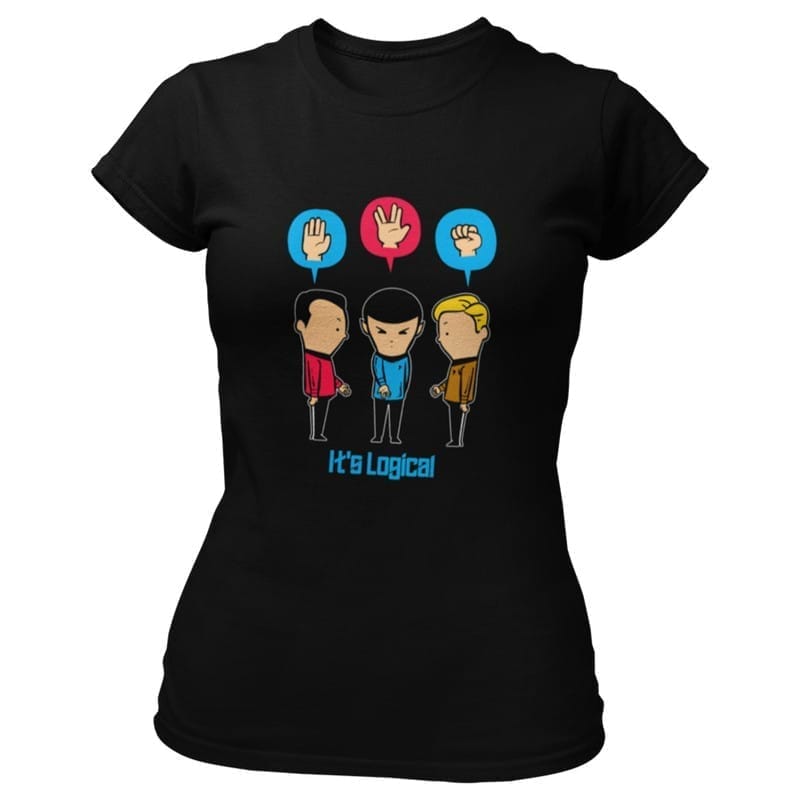 Stylish Women EqualLife Pure Cotton Chest Print T Shirt-Sifi Series-It is Logical-Spock-Design-5