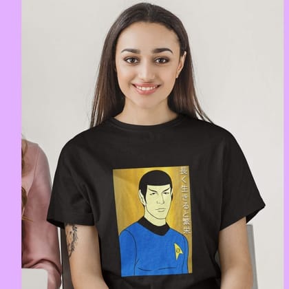 EqualLife Pure Cotton Chest Print T Shirt-Sifi Series-Live Long and Prosper-Spock-Design-4-by ZingerTees-Women-EL9120474-F
