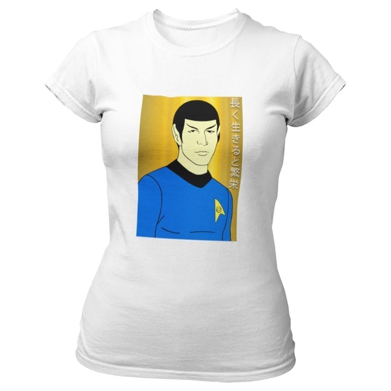 Premium Women EqualLife Pure Cotton Chest Print T Shirt-Sifi Series-Live Long and Prosper-Spock-
