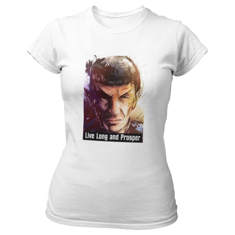 Top Women EqualLife Pure Cotton Chest Print T Shirt-Sifi Series-Live Long and Prosper-Spock-Desi