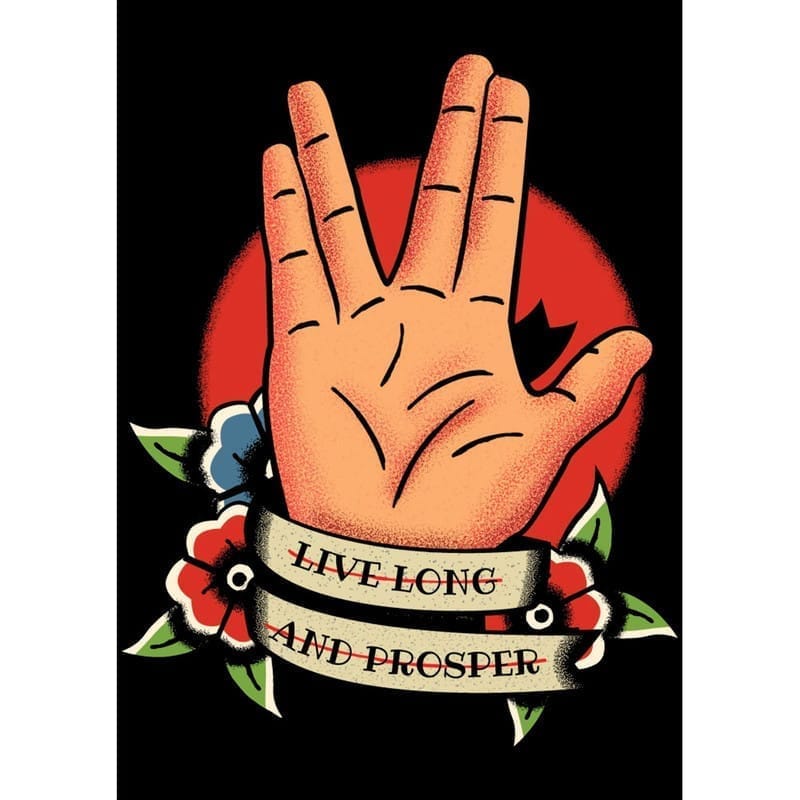 Latest Men EqualLife Pure Cotton Chest Print T Shirt-Sifi Series-Live Long and Prosper-Spock-Des