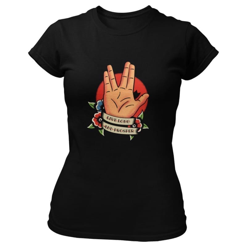 Stylish Women EqualLife Pure Cotton Chest Print T Shirt-Sifi Series-Live Long and Prosper-Spock-
