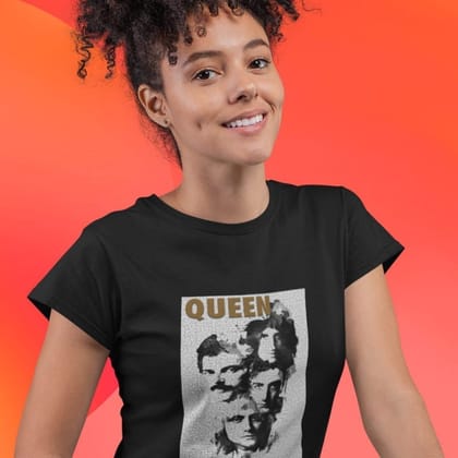 EqualLife Printed T Shirts-Tribute to Queen-Freddie Mercury-Rock Music-Design-2-by ZingerTees-Women-EEL9120490