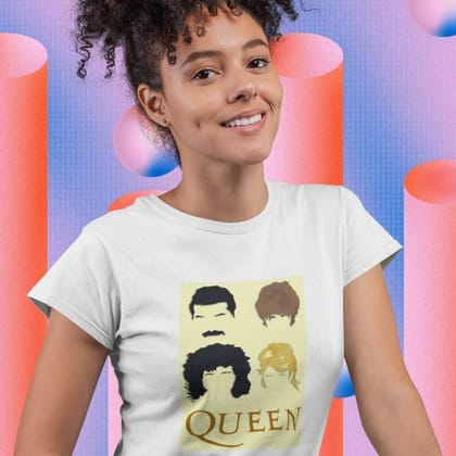 EqualLife Printed T Shirts-Tribute to Queen-Freddie Mercury-Rock Music-Design-9-by ZingerTees-Women-EL9120497