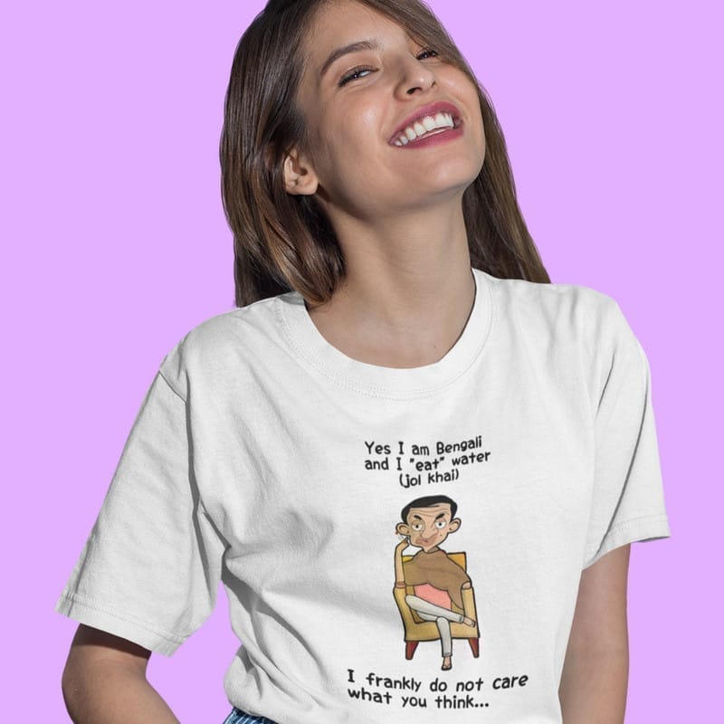 Sophisticated Women EqualLife Printed T Shirts-Bengali Collection - Bongs Eat Water - Jol Khai-b