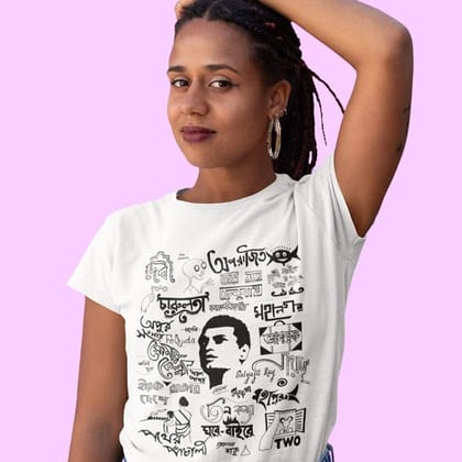 EqualLife Printed T Shirts-Bengali Collection - Tribute to Satyajit Ray-by ZingerTees-Women-EL9120520