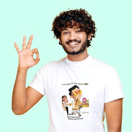 EqualLife Printed T Shirts-Bengali Collection - JAMES BONG-MAA KAA AASHIRWAAD-by ZingerTees-Men-EL9120057