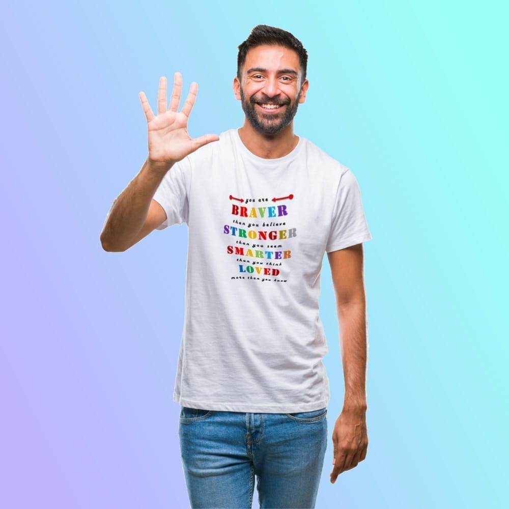 Stylish Men Equal Life Printed T Shirts-Inspire Series -Braver-Stronger-Smarter-Loved-by ZingerT
