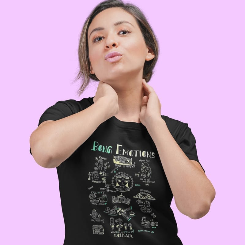 Sophisticated Women Equallife Printed T Shirts-Bengali Collection – Emotions Of Bongs-By Zingert
