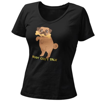 EqualLife Pure Cotton Bio-Washed T-Shirt Chest Printed-Funny Dog Life Series - 3 - Busy Can't Talk Design-by ZingerTees-Men-EL9120133-M