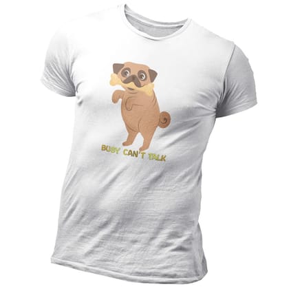 EqualLife Pure Cotton Bio-Washed T-Shirt Chest Printed-Funny Dog Life Series - 3 - Busy Can't Talk Design-by ZingerTees-Women-EL9120133-F