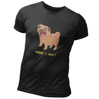EqualLife Pure Cotton Bio-Washed T-Shirt Chest Printed-Funny Dog Life Series - 4 - Want a Hug? Design-by ZingerTees-Men-EL9120134-M