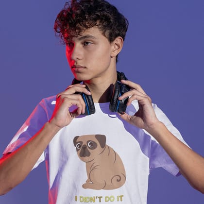 EqualLife Pure Cotton Bio-Washed T-Shirt Chest Printed-Funny Dog Life Series - 5 - I Didn't Do It Design-by ZingerTees-Women-EL9120135-F