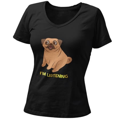 EqualLife Pure Cotton Bio-Washed T-Shirt Chest Printed-Funny Dog Life Series - 7 - I Am Listening Design-by ZingerTees-Men-EL9120137-M