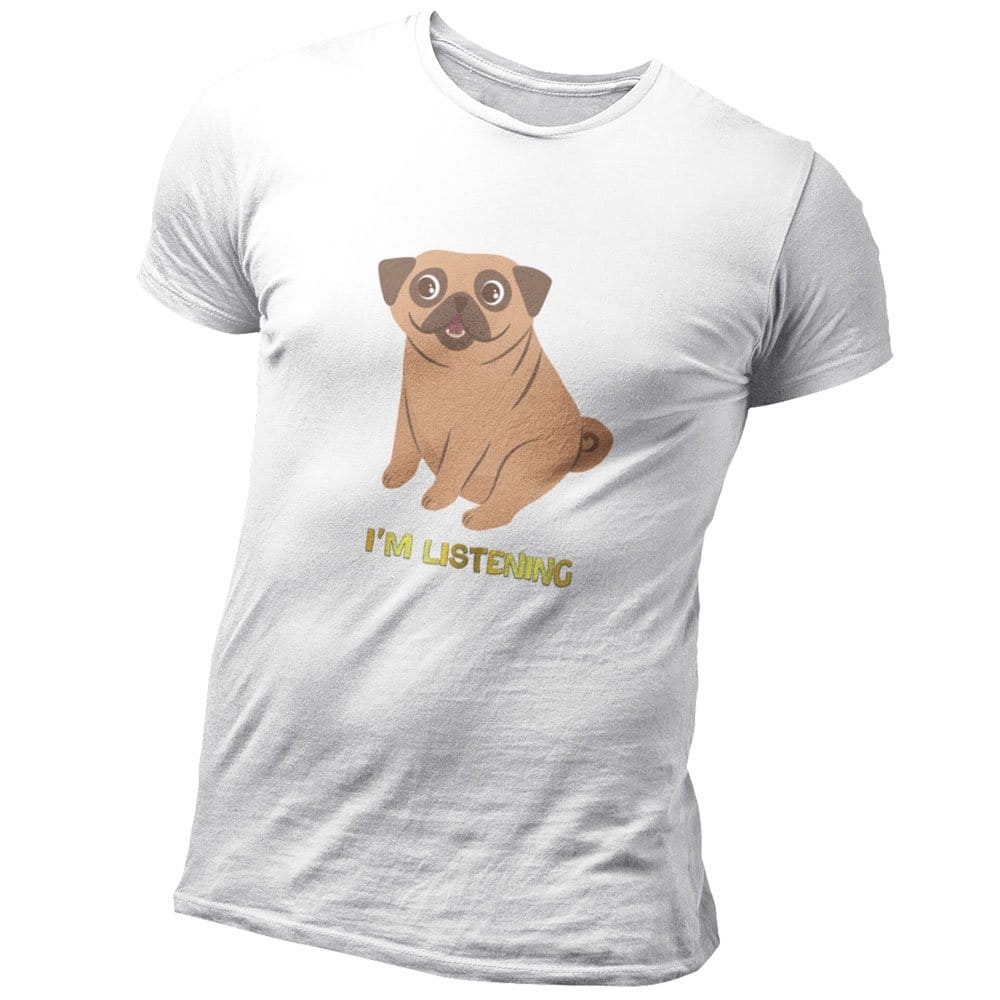 EqualLife Pure Cotton Bio-Washed T-Shirt Chest Printed-Funny Dog Life Series - 7 - I Am Listening Design-by ZingerTees-Women-EL9120137-F