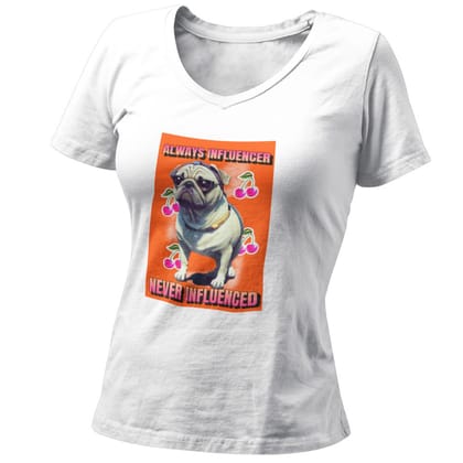 EqualLife Pure Cotton Bio-Washed T-Shirt Chest Printed-Funny Dog Life Series - 10 - Always Influencer Design-by ZingerTees-Women-EL9120140-F