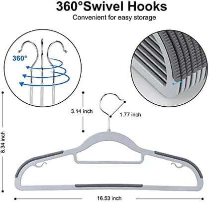 10 Pcs Plastic Hangers with Non-Slip Pads Heavy Duty Clothes Hangers Space Saving 0.2" Thickness Super Lightweight Organizer Clothes Hangers for Wardrobe, Multi Purpose Use for Hanging Clothes