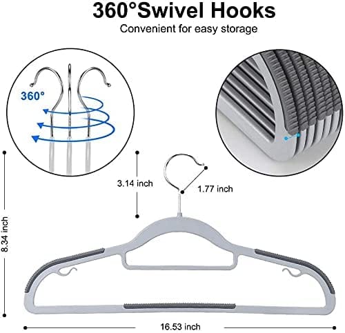 10 Pcs Plastic Hangers with Non-Slip Pads Heavy Duty Clothes Hangers Space Saving 0.2" Thickness Super Lightweight Organizer Clothes Hangers for Wardrobe, Multi Purpose Use for Hanging Clothes